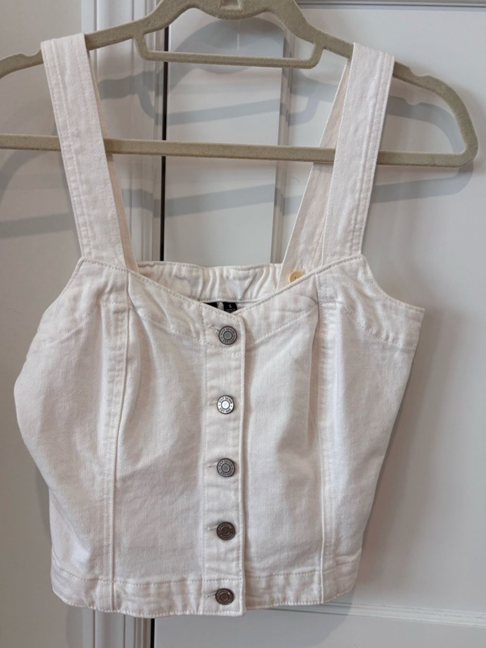 Gap White Button-Front Denim Corset Top
